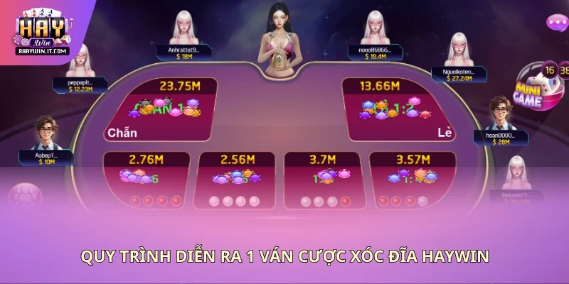 Quy trình diễn ra 1 ván cược xóc đĩa Haywin Quy trình diễn ra 1 ván cược xóc đĩa Haywin